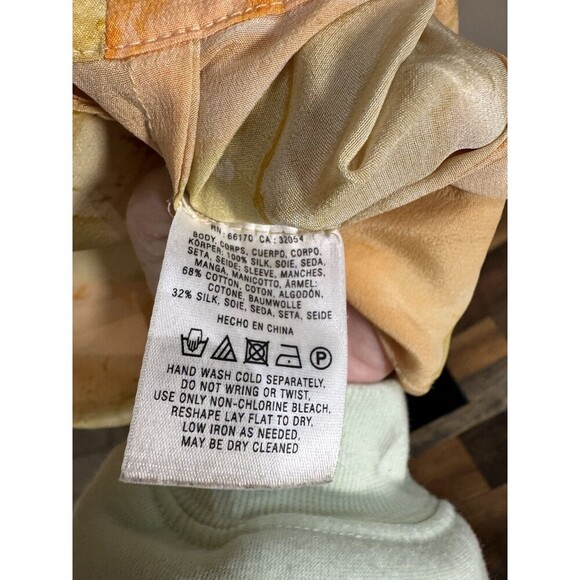 Maeve Anthropologie Painted Ume Tunic Dress Size 4 Silk Yellow Peach Watercolor - Picture 4 of 8